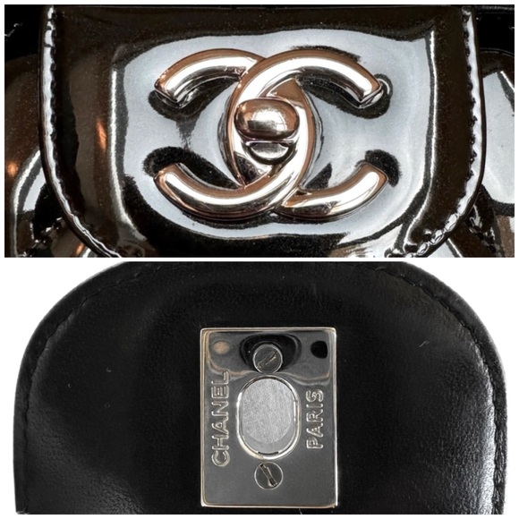 CHANEL Classic Maxi Single Flap Patent Leather • BLACK • Silver-Tone Hardware - Picture 15 of 16